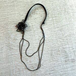 Lanvin leather and chain necklace with flower detail